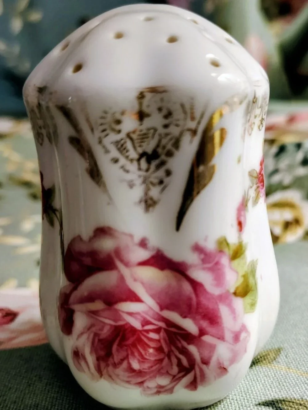 Vintage Floral Porcelain Salt Shaker